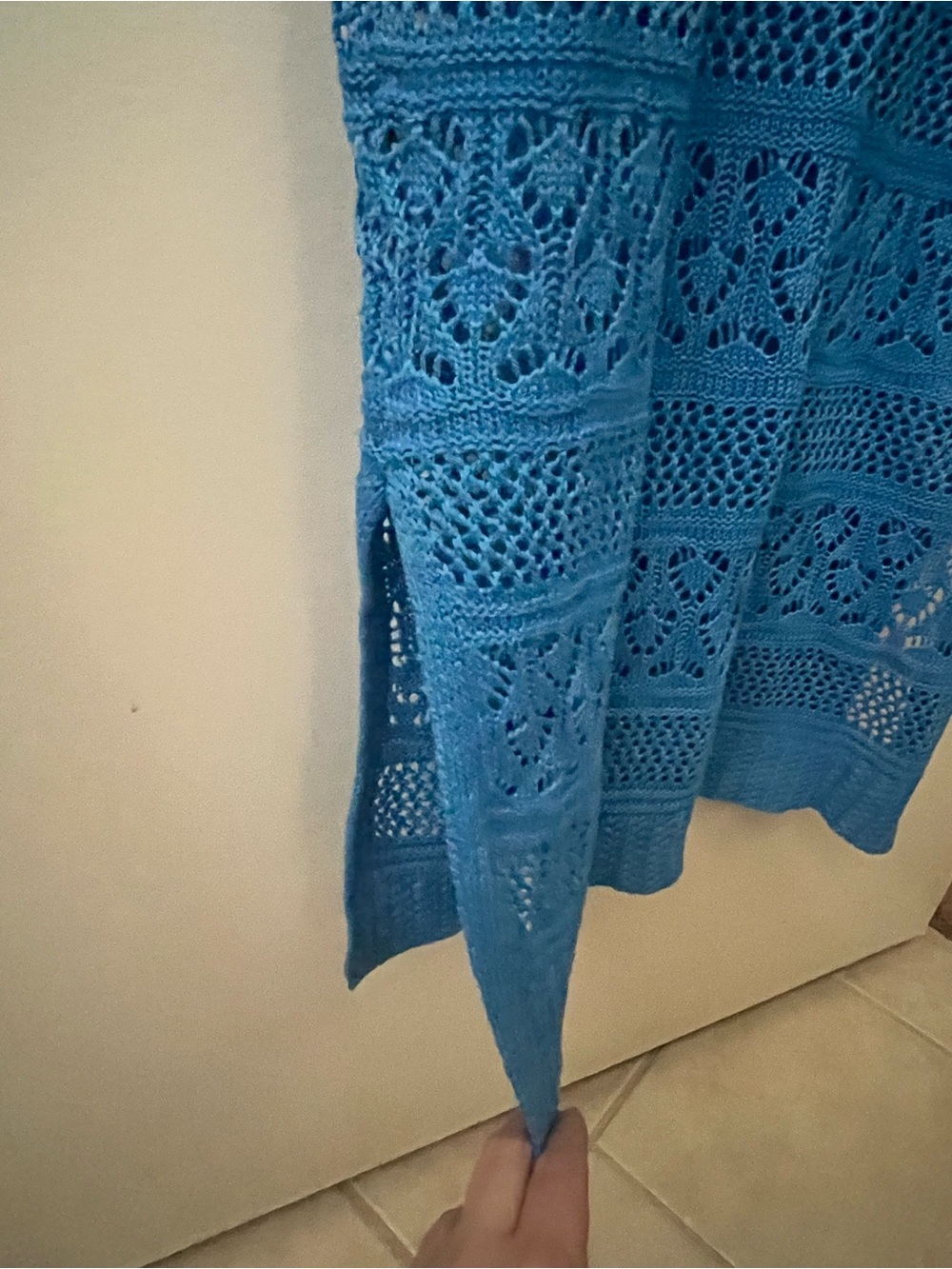 Blue Crochet Sleeveless Cover up Dress - Picture 7 of 9